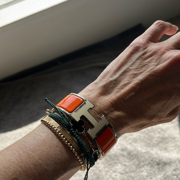 LIMITED/ UNAVAILABLE anymore Cream& Orange PM Hermes Clic Clac H Bracelet - - Picture 3 of 9